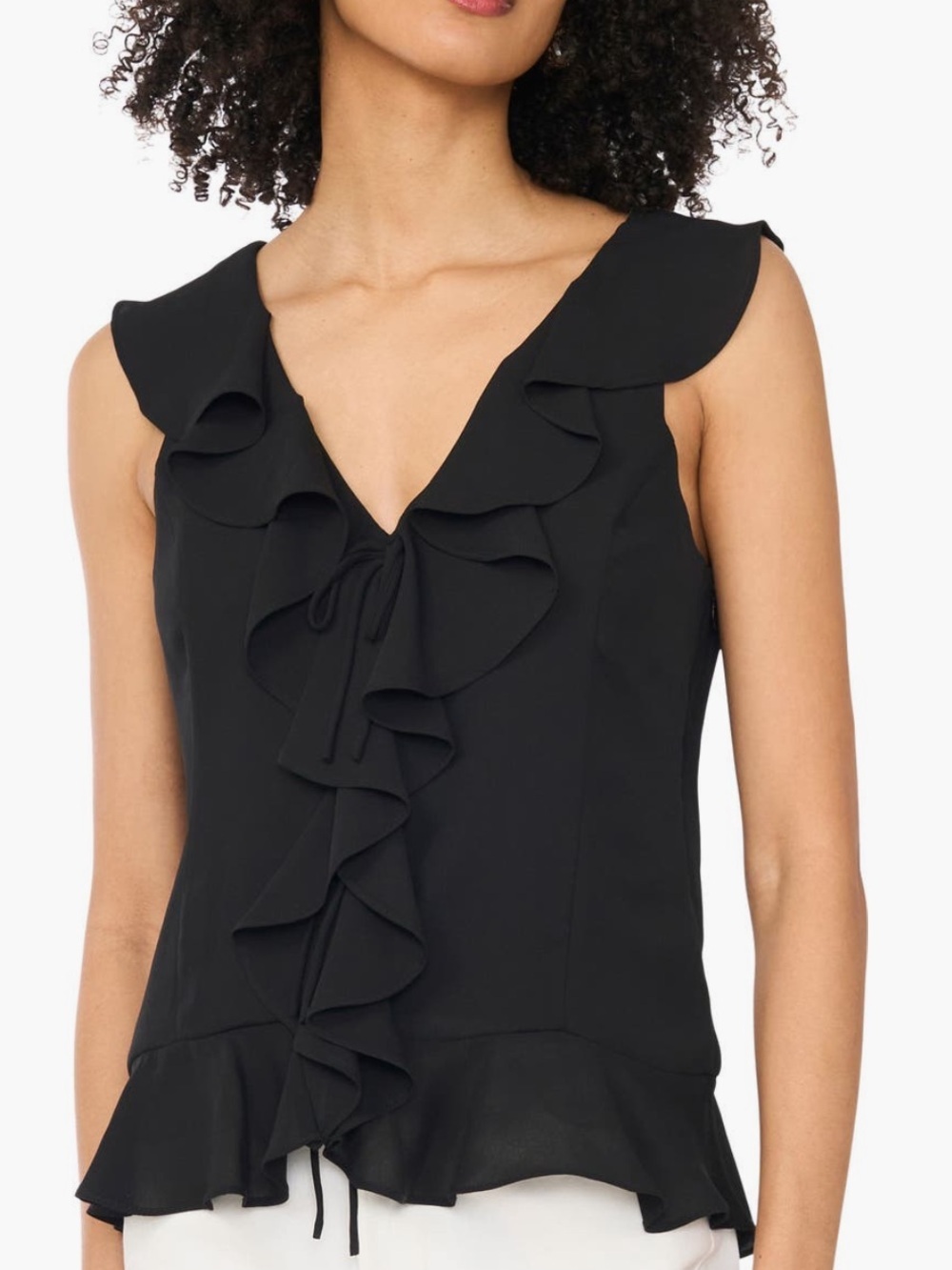 1. State Ruffle V-Neck Top In Rich Black - Picture 2 of 12